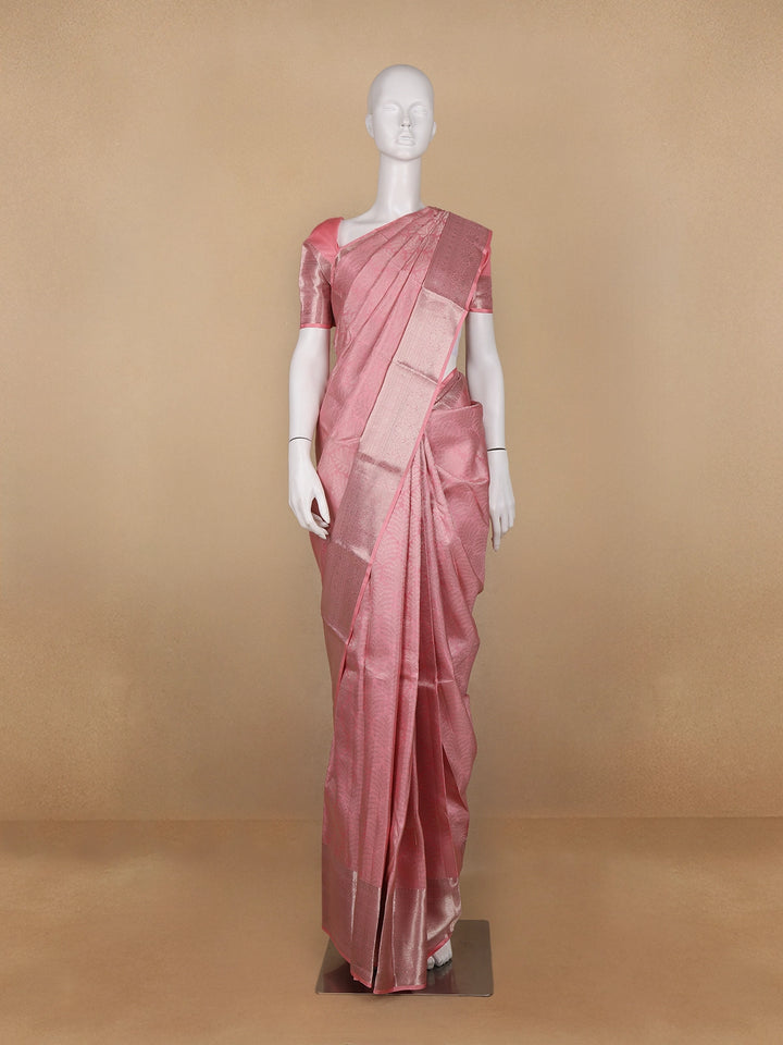 Pink Floral Woven Pure Kanchipuram Silk Saree - Diadem