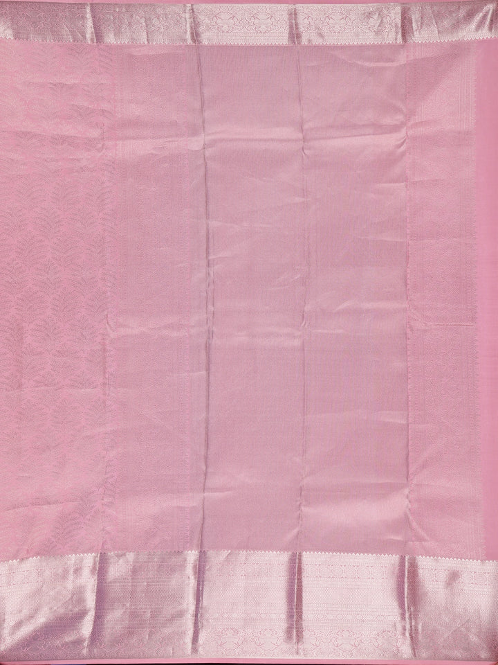 Pink Floral Woven Pure Kanchipuram Silk Saree - Diadem