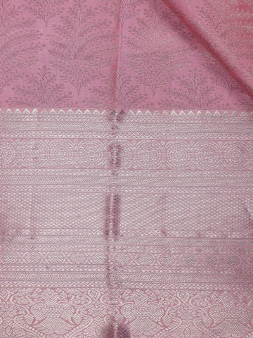 Pink Floral Woven Pure Kanchipuram Silk Saree - Diadem