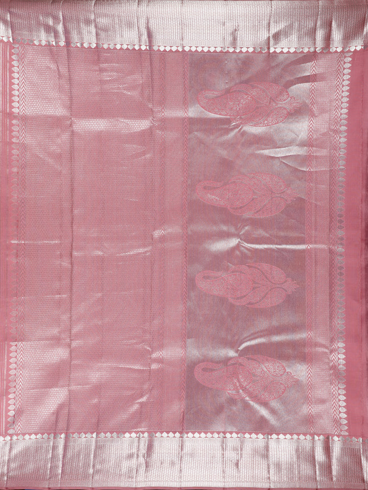 Pink Floral Woven Pure Kanchipuram Silk Saree - Diadem