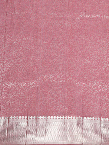 Pink Floral Woven Pure Kanchipuram Silk Saree - Diadem