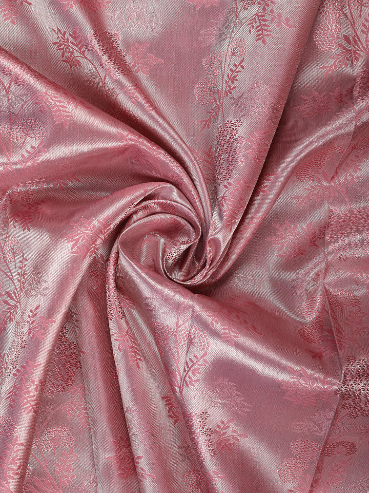 Pink Floral Woven Pure Kanchipuram Silk Saree - Diadem