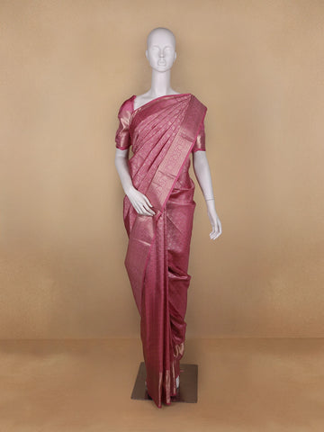 Pink Floral Woven Pure Kanchipuram Silk Saree - Diadem