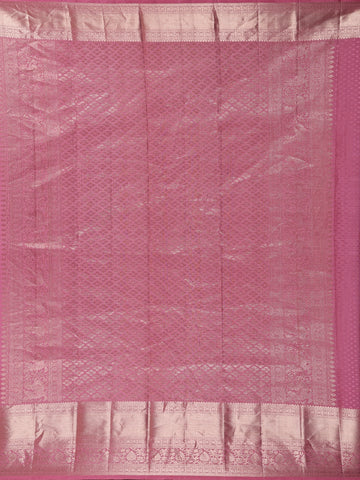Pink Floral Woven Pure Kanchipuram Silk Saree - Diadem
