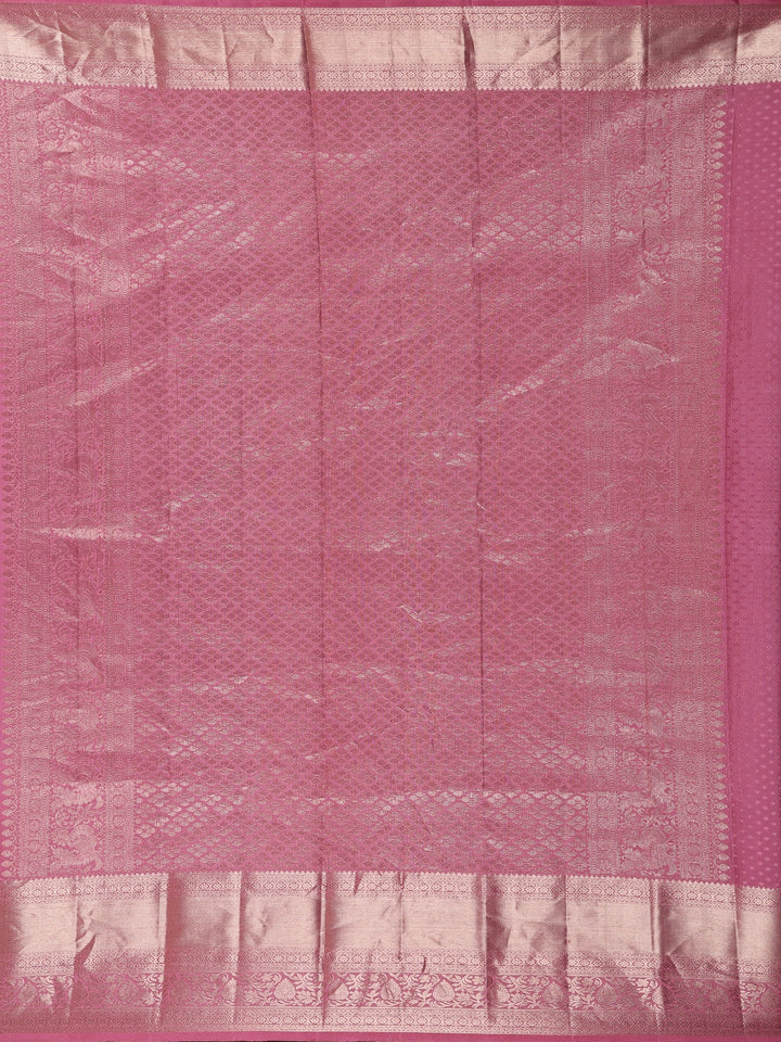 Pink Floral Woven Pure Kanchipuram Silk Saree - Diadem