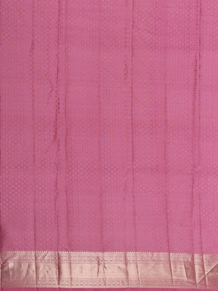Pink Floral Woven Pure Kanchipuram Silk Saree - Diadem