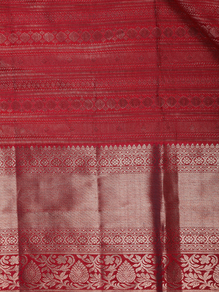 Pink Floral Woven Pure Kanchipuram Silk Saree - Diadem