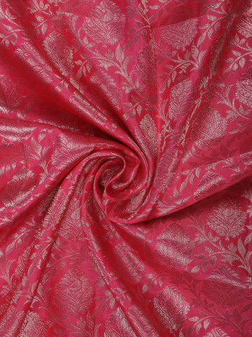 Pink Floral Woven Pure Kanchipuram Silk Saree - Diadem