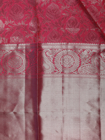 Pink Floral Woven Pure Kanchipuram Silk Saree - Diadem