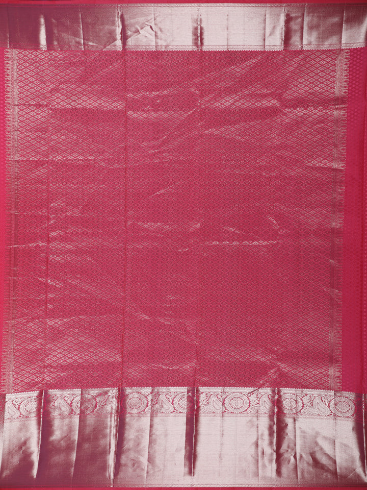Pink Floral Woven Pure Kanchipuram Silk Saree - Diadem