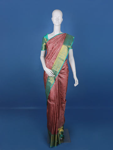 Pink Floral Woven Pure Kanchipuram Silk Saree - Diadem