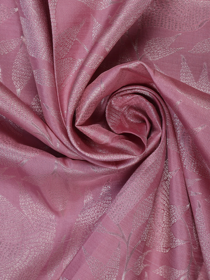 Pink Floral and leaf Woven Pure Kanchipuram Silk Saree - Diadem