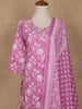 Pink Floral Design Printed Cotton Salwar Suit - Diadem