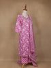 Pink Floral Design Printed Cotton Salwar Suit - Diadem
