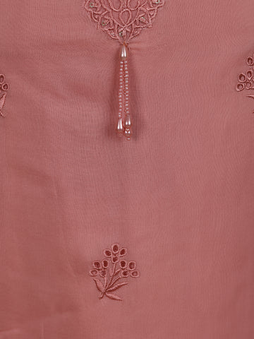 Pink Floral Designed Cotton Salwar Suit - Diadem