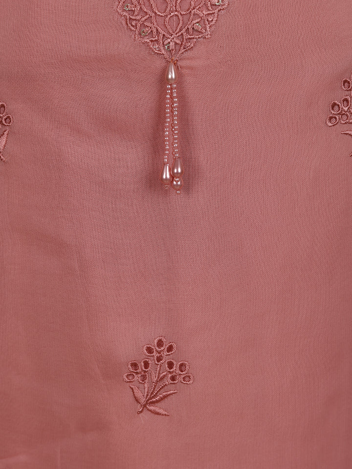Pink Floral Designed Cotton Salwar Suit - Diadem