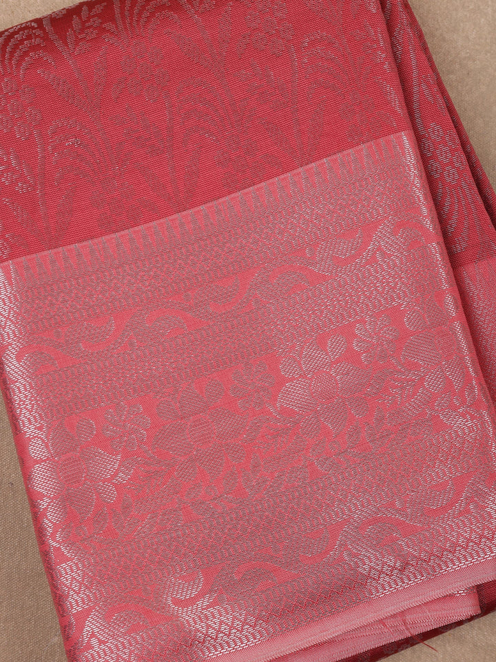 Pink Floral Designed Fancy Art Silk Saree - Diadem