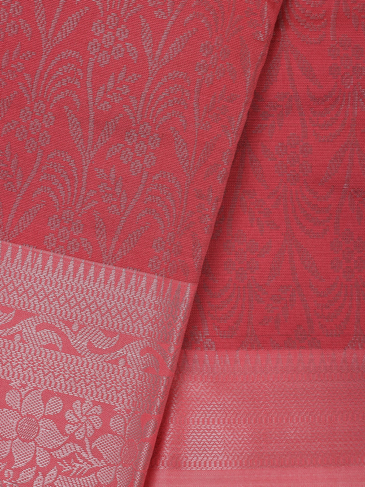 Pink Floral Designed Fancy Art Silk Saree - Diadem