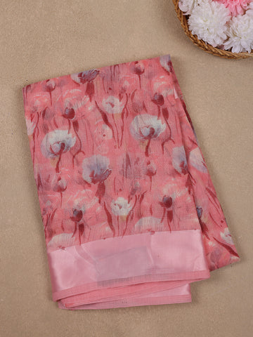 Pink Floral Prints Fancy Georgette Saree - Diadem