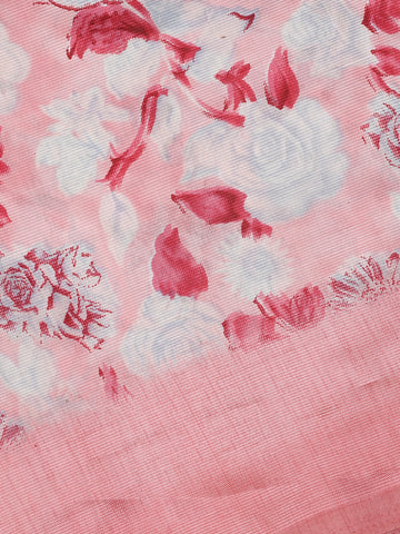 Pink Floral Prints Fancy Georgette Saree - Diadem