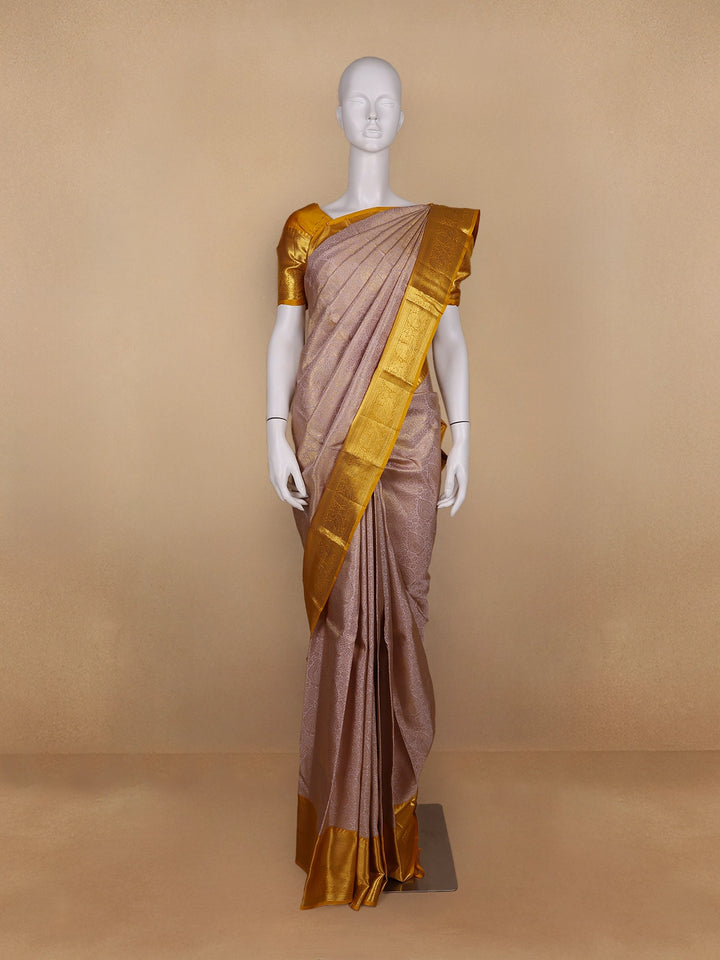 Pink Floral Woven Pure Kanchipuram Silk Saree - Diadem