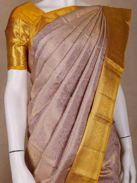Pink Floral Woven Pure Kanchipuram Silk Saree - Diadem