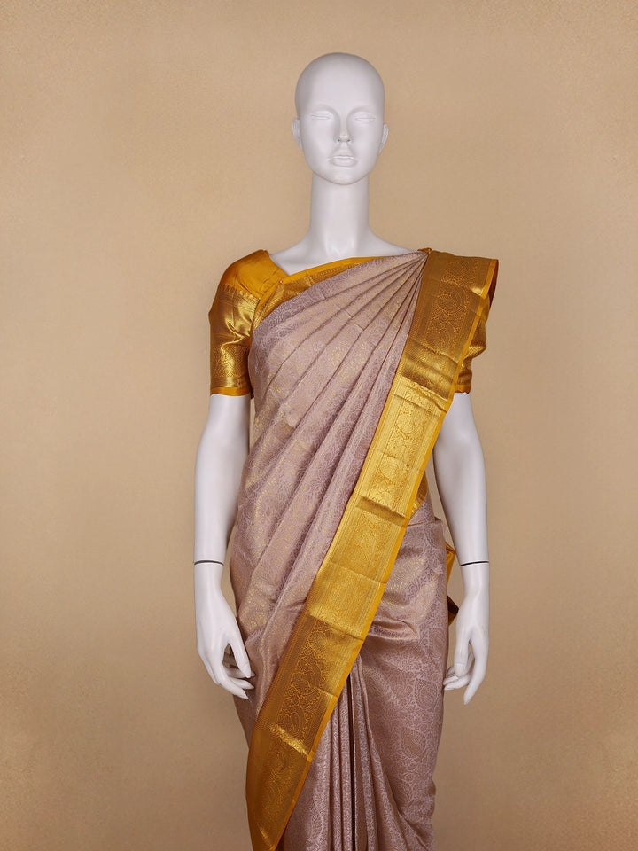 Pink Floral Woven Pure Kanchipuram Silk Saree - Diadem