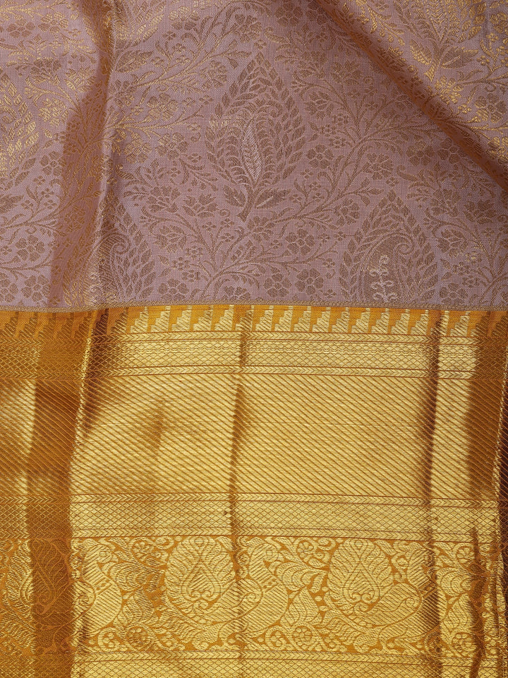 Pink Floral Woven Pure Kanchipuram Silk Saree - Diadem