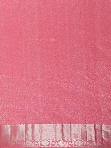 Pink Floral Woven Pure Kanchipuram Silk Saree - Diadem