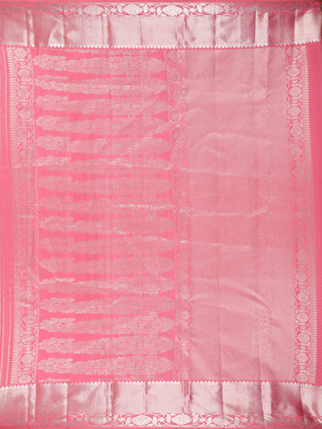 Pink Floral Woven Pure Kanchipuram Silk Saree - Diadem