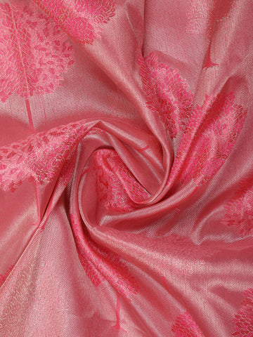 Pink Floral Woven Pure Kanchipuram Silk Saree - Diadem