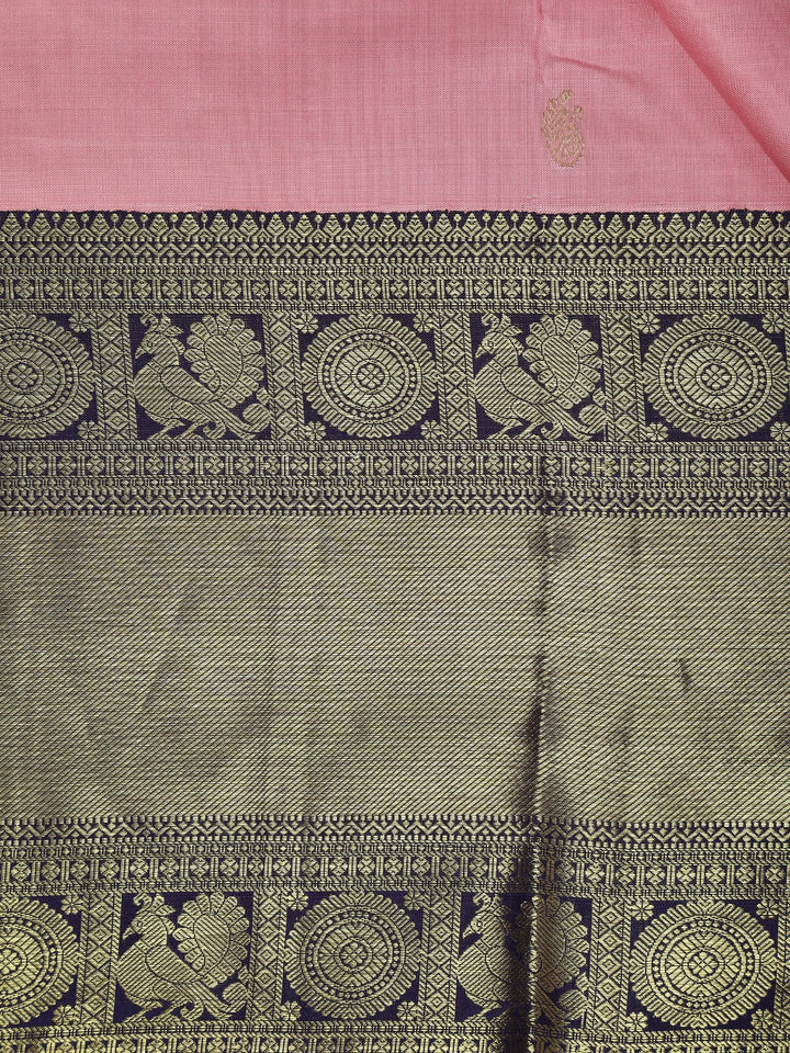 Pink Floral Woven Pure Kanchipuram Silk Saree - Diadem