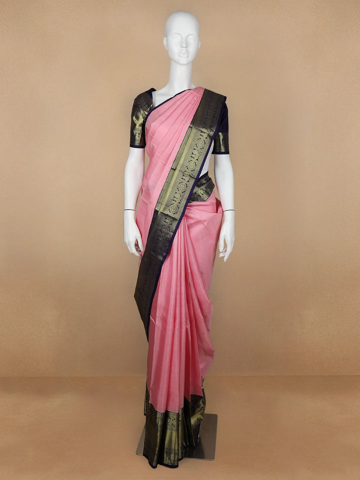 Pink Floral Woven Pure Kanchipuram Silk Saree - Diadem