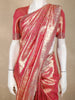 Pink & Gold Banarasi Silk Saree with Floral Woven Design and Designer Embellished Border