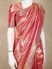 Pink & Gold Banarasi Silk Saree with Floral Woven Design and Designer Embellished Border