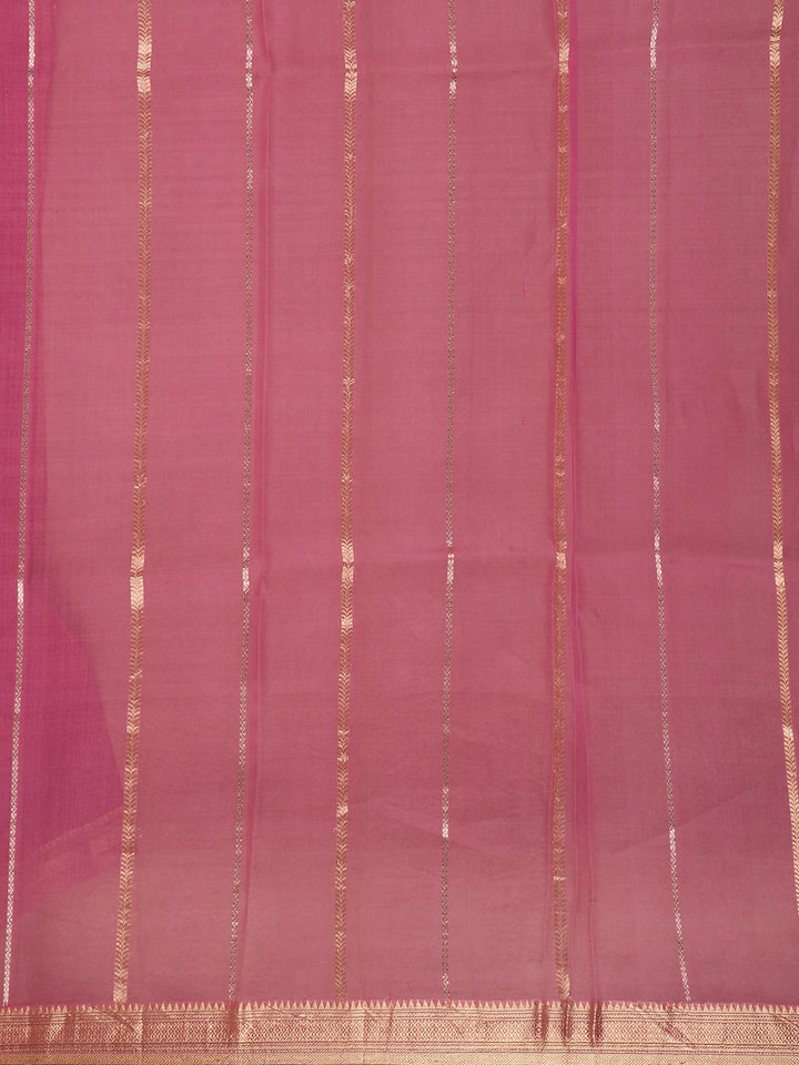 Pink Gold Zari Butta Organza Saree - Diadem