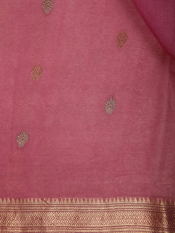 Pink Gold Zari Butta Organza Saree - Diadem