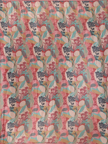 Pink Multicolor Floral Printed Synthetic Saree with Embroidered Blouse - Diadem