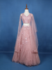 Pink Net Sequins And Floral Embroidery Bridesmaid Lehenga - Diadem