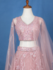 Pink Net Sequins And Floral Embroidery Bridesmaid Lehenga - Diadem