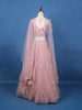 Pink Net Sequins And Floral Embroidery Bridesmaid Lehenga - Diadem