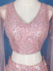 Pink Net Sequins And Floral Embroidery Bridesmaid Lehenga - Diadem