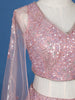 Pink Net Sequins And Floral Embroidery Bridesmaid Lehenga - Diadem