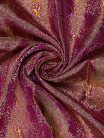 Pink Paisley and Floral Woven Pure Kanchipuram Silk Saree - Diadem