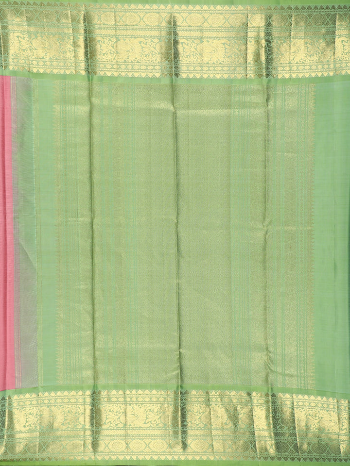 Pink Peacock Woven Pure Kanchipuram Silk Saree - Diadem