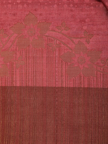Pink Semi Tussar Silk Floral Designed Saree - Diadem
