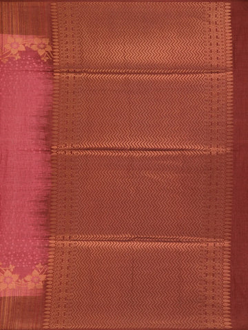 Pink Semi Tussar Silk Floral Designed Saree - Diadem