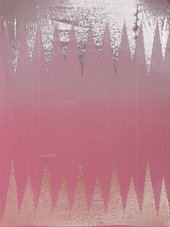 Pink Sequin Embellished Chiffon Saree - Diadem