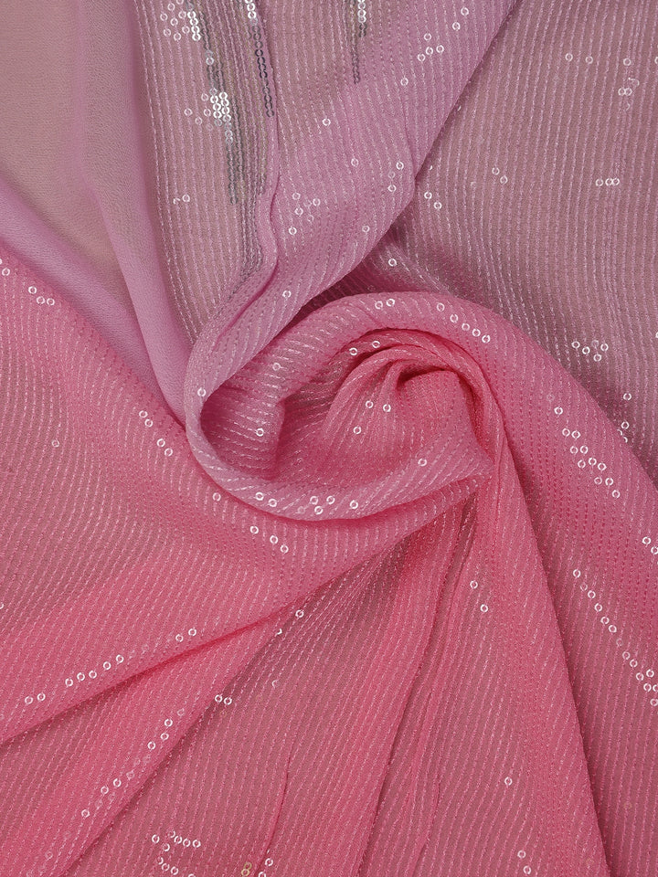 Pink Sequin Embellished Chiffon Saree - Diadem