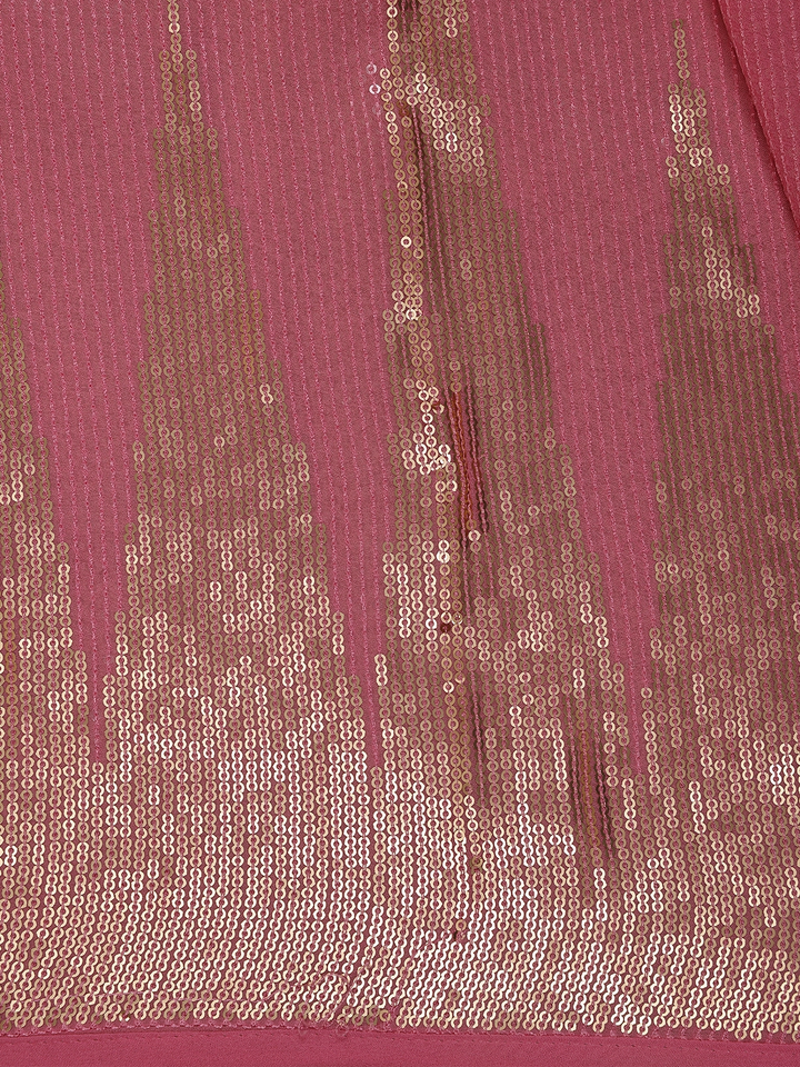 Pink Sequin Embellished Chiffon Saree - Diadem